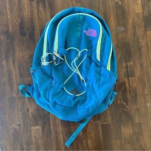 The North Face Jester Backpack with Internal Laptop Sleeve Dark Green Teal Strap